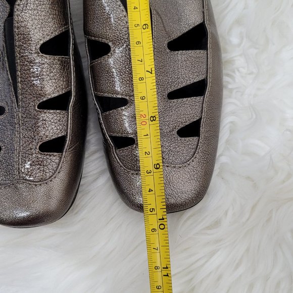 Roberto Capucci Square Toe Cut Out Dress Shoes Metallic Brooze Low Heel 7 - Picture 6 of 8